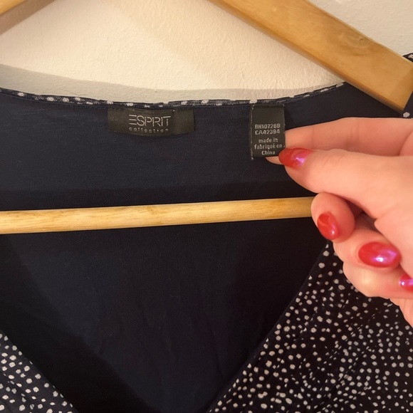Esprit Collection Navy and White Polka Dot Dress M - Picture 4 of 9